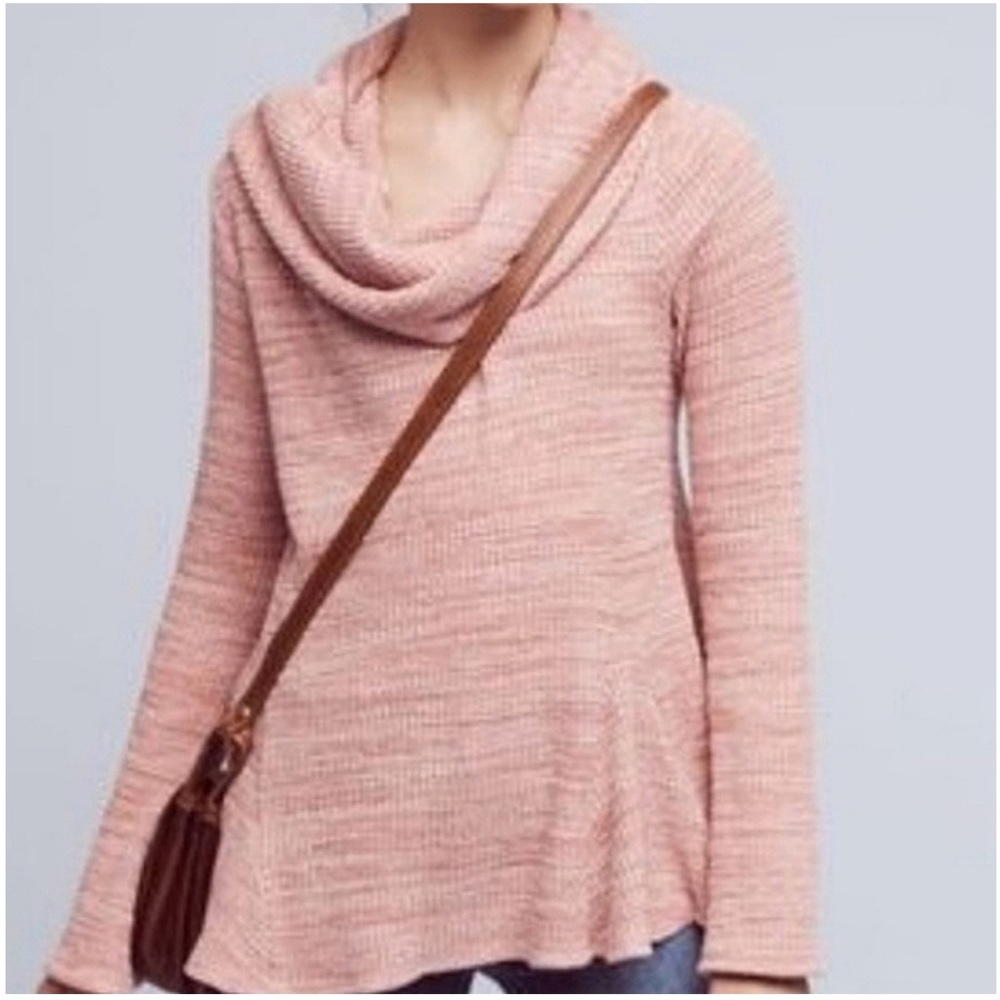 Anthropologie Postmark Maurisa Pink Heathered Cowl Neck Sweater Medium